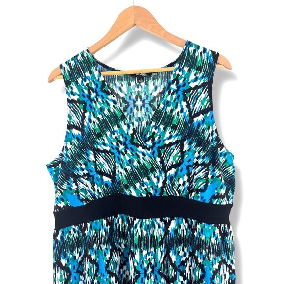 Elementz Blue Green Watercolor Print Sleeveless Maxi Dress Size 1X 16 Plus Size - Picture 8 of 9